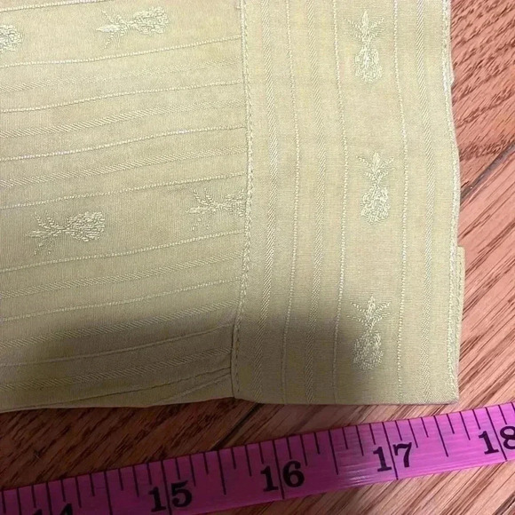 [4]Tommy Bahama Pineapple Pattern Yellow Green  Cropped Silk Button Down Shirt - Picture 12 of 12